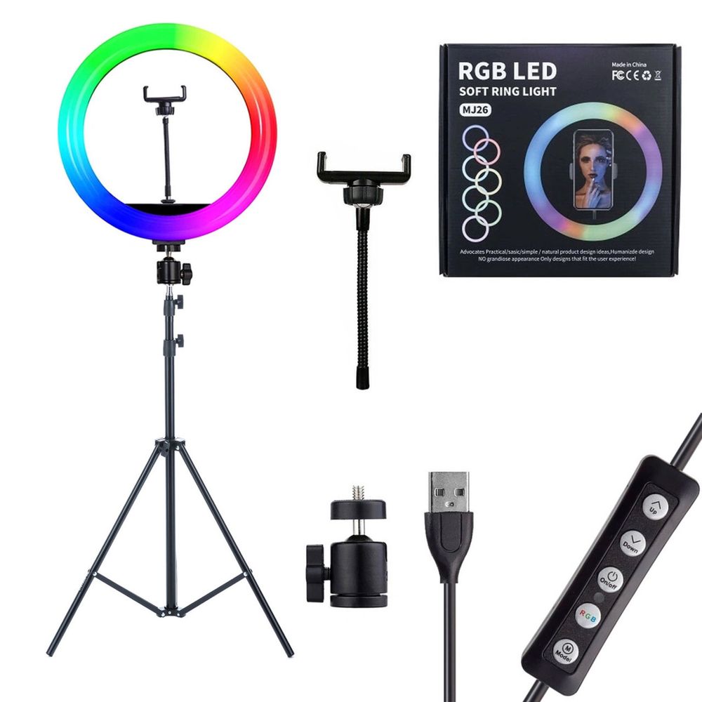 Цветная кольцевая лампа MJ26 RGB LED SOFT RING LIGHT 26 см