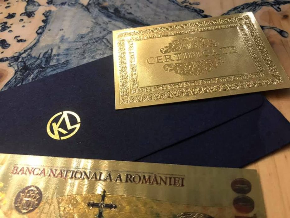 100 lei 2018 SUVENIR - bancnota polimer (plastic) placata cu aur 24k