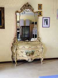 Comoda venetiana cu oglinda din lemn cu picturi manuale