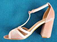 Sandale roz-nude catifea