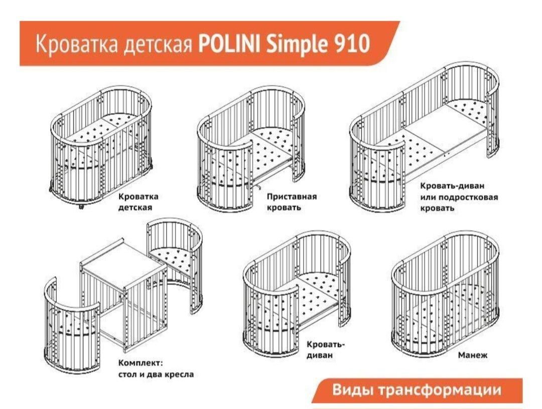 Кроватка детская Polini