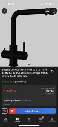 Baterie Schock Vitus cu 3 Cai Puro Cristadur cu Dus Extractibil