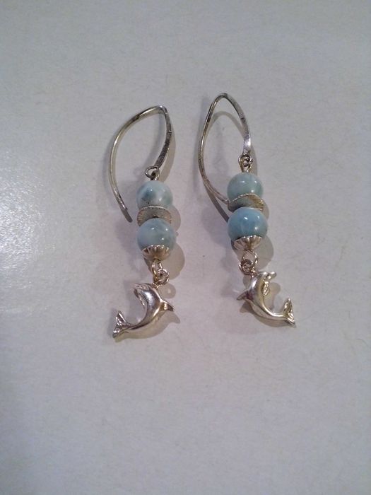 cercei argint si larimar,pietre semipretioase naturale