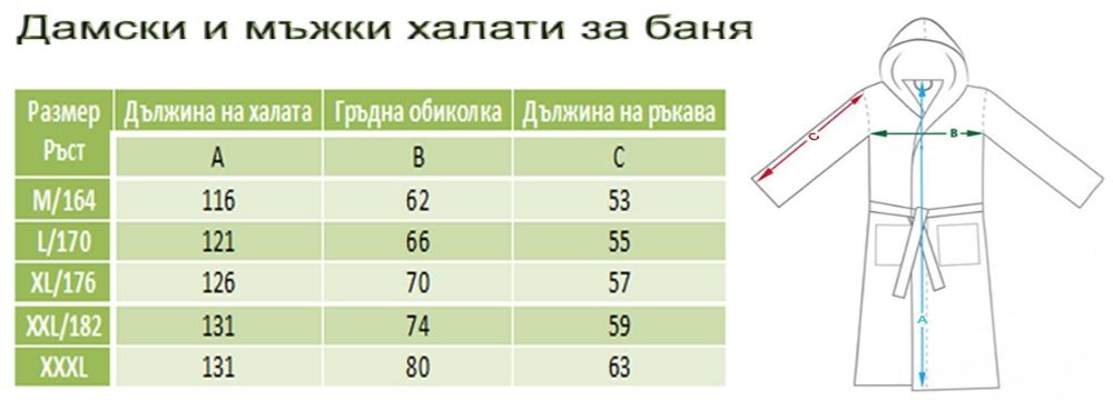 Луксозен хавлиен дамски, мъжки халат за баня с качулка Ладик