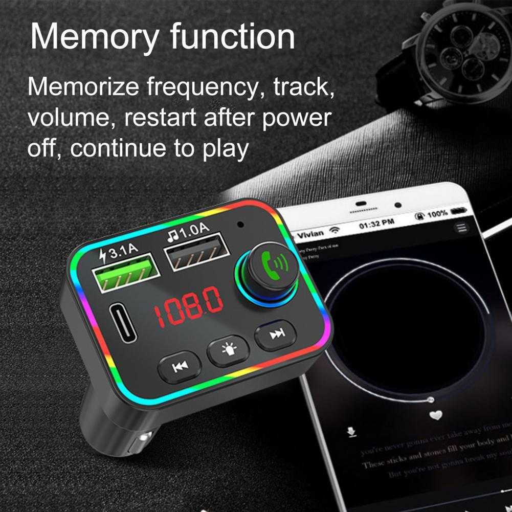 FM радио трансмитер HZ-BT-F4 Bluetooth 2x USB 12V - 24V
