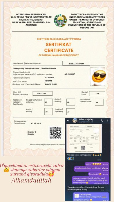 Turk tili kurslariga qabul