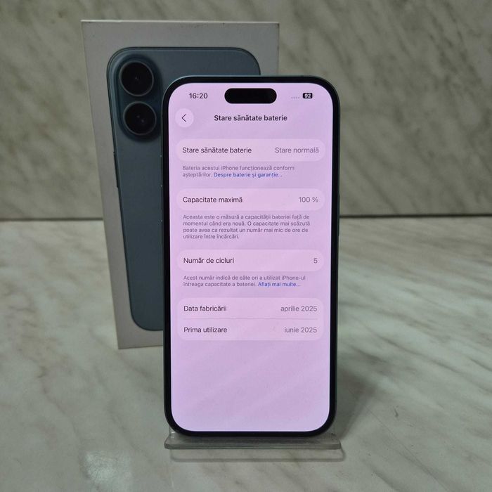 Telefon Apple iPhone 16 Teal 128GB 100% 5 cicluri Full Box Zeus  34550