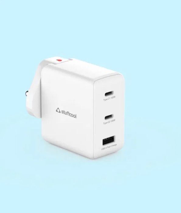 Încărcător GaN 100W, 3 porturi USB-C/A, cu adaptoare internaționale