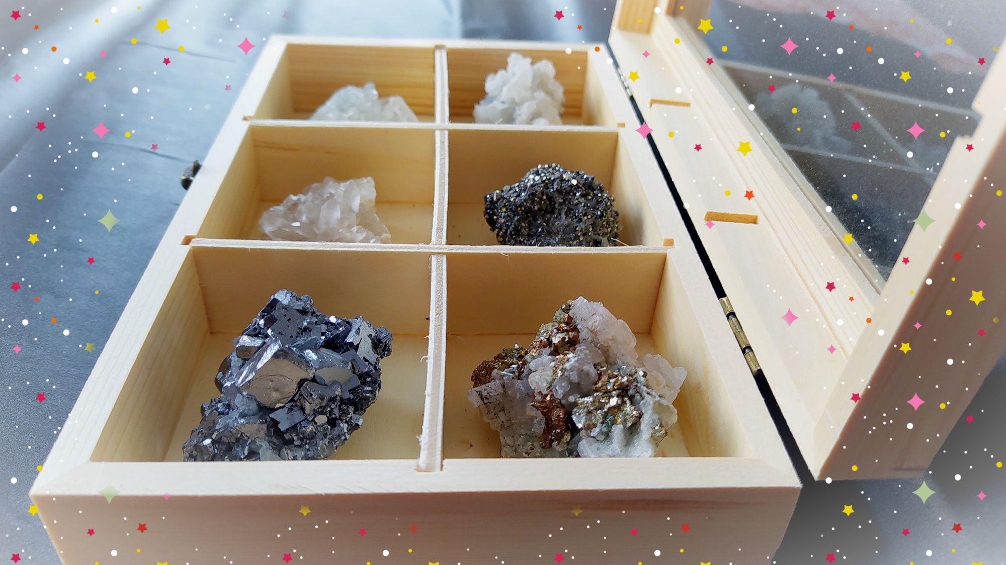 Уникален подарък за колекционери минерали кристали в кутия