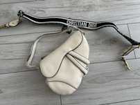 Geantă damă tip saddle, piele, culoare beige