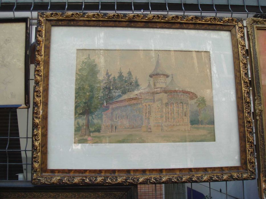 Mănăstirea Voroneț - D. Martinas Acuarela Tablou inramat