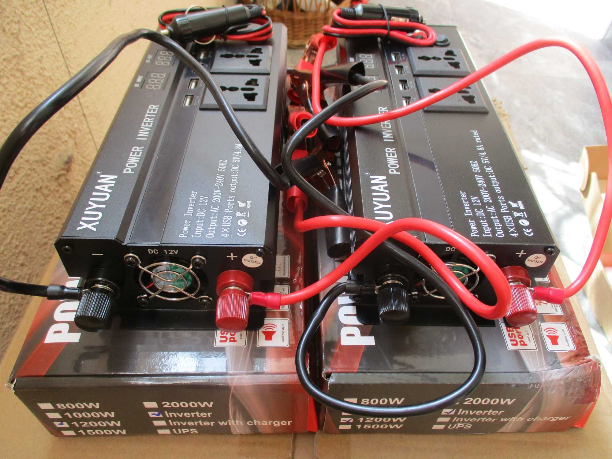 Invertor auto 12V 2000W 3 prize 220V putere pornire 3000W afisaj LCD