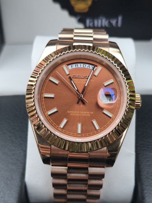 Ceas Seiko Mod "President" Day-Date - Rose Gold - Cadran Chocolate - A