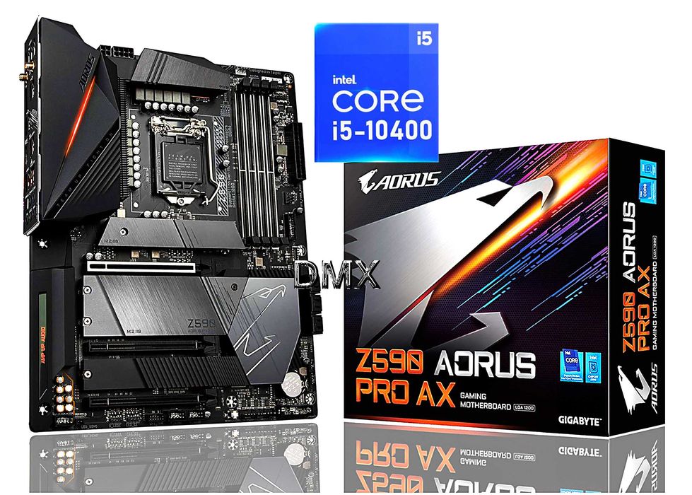 Мат плата Gigabyte z590 AORUS PRO AX WiFi 6 + Intel Core i5 10400