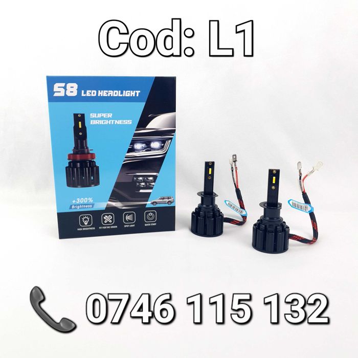 Faza Lunga-Scurta-BEC LED H1-MULTIMARCA-20000Lm-6500K-Aluminiu-110W-L1