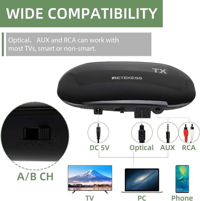 2-канални безжични телевизионни слушалки  с предавател Retekess TA005