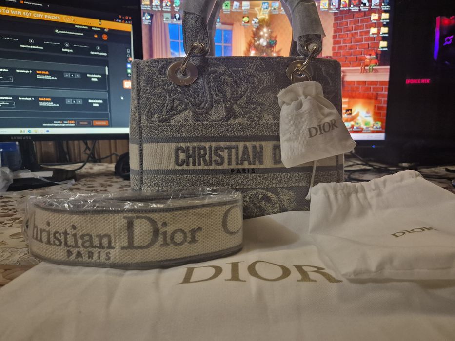 Geantă Christian Dior Lady D-Lite in canvas