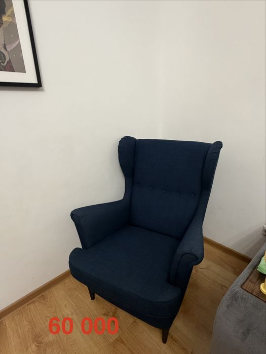 Кресло IKEA Страндмон , обивка ткань, синий