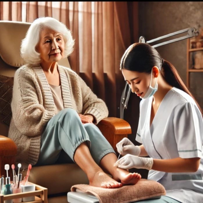 Педикюр возрастной лечебный с выездом 8000 тенге