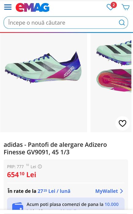 Pantofi atletism Adizero 42 (26,5) impecabil
