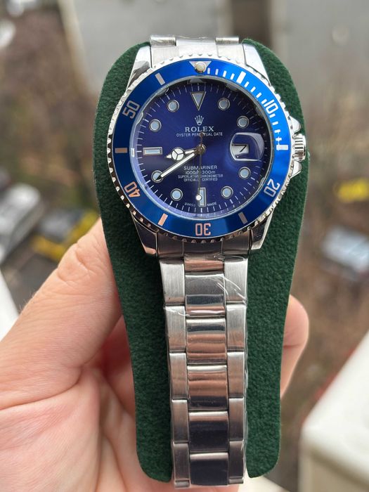 Ceas barbatesc Submariner Argintiu-Albastru + Husa