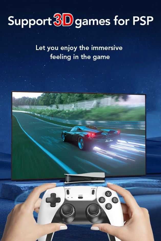 Игрова конзола RS5, 45 000+ игри, Два безжични джойстика, 4K UltraHD
