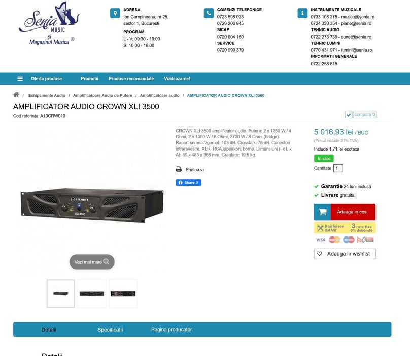 Amplificator profesional Crown XLi3500 - 1350W
