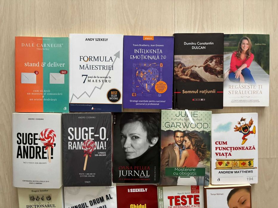 Cărți motivaționale, dezvoltare personală, psihologie, ficțiune, umor