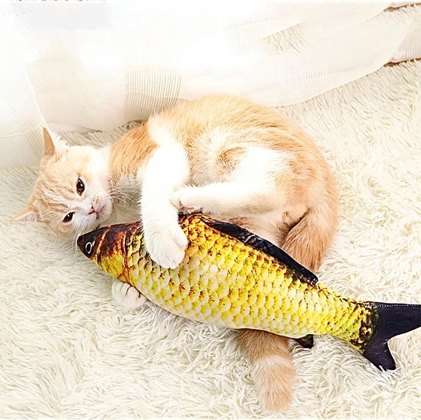 Мягкая плюшевая игрушка в форме рыбы специально для домашних животных
