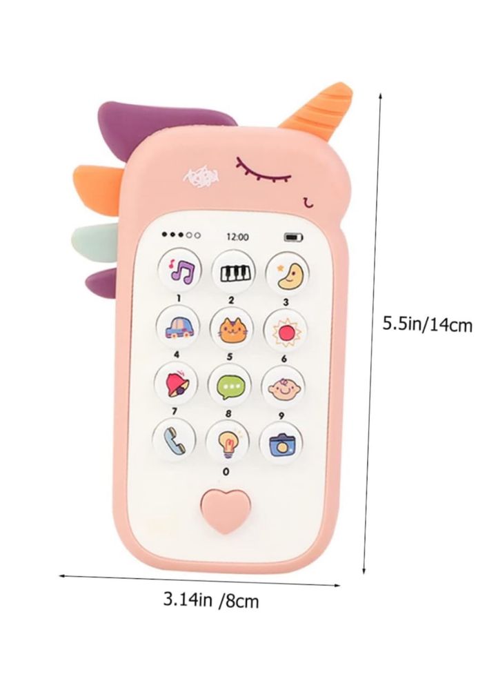 Jucarie 2 in 1 telefon cu jucarie de dentitie, unicorn roz