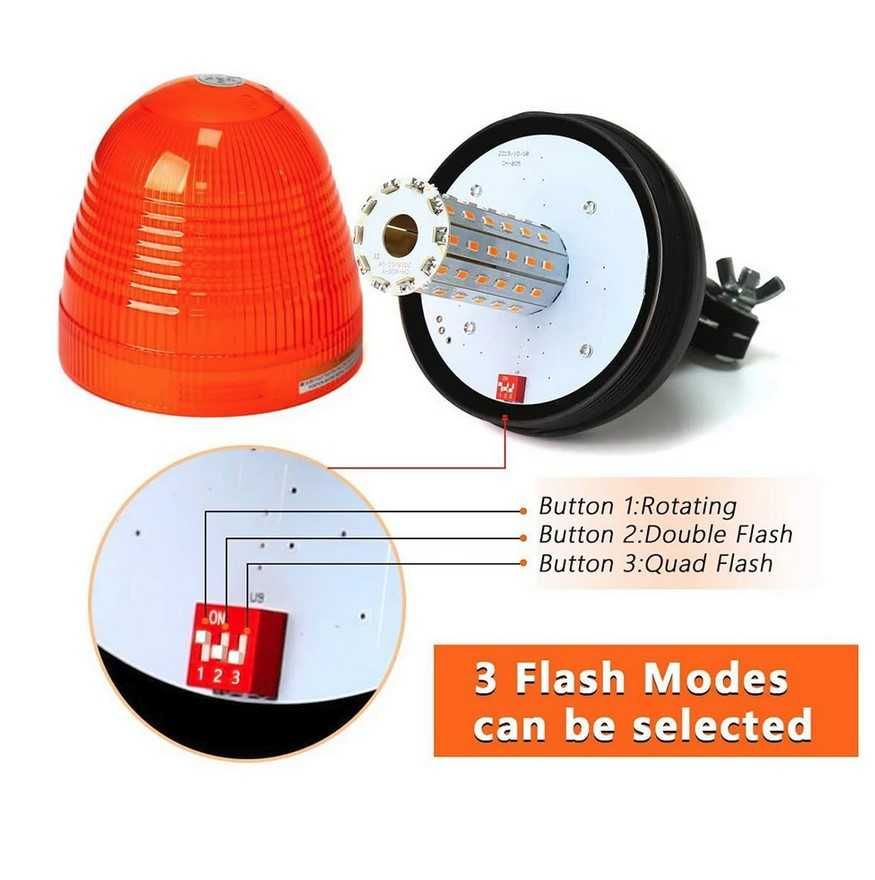 LED ЛЕД Аварийна/сигнална лампа Маяк буркан 12 / 24V – На прът