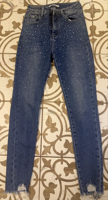 Сини дънки с камъчета