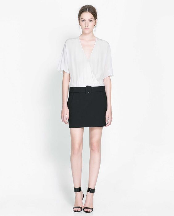 Rochie eleganta alb negru matase naturala Zara S