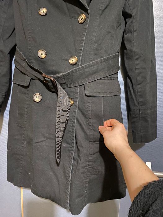 Palton negru/ trench de primavara H&M mărime 34 /XS