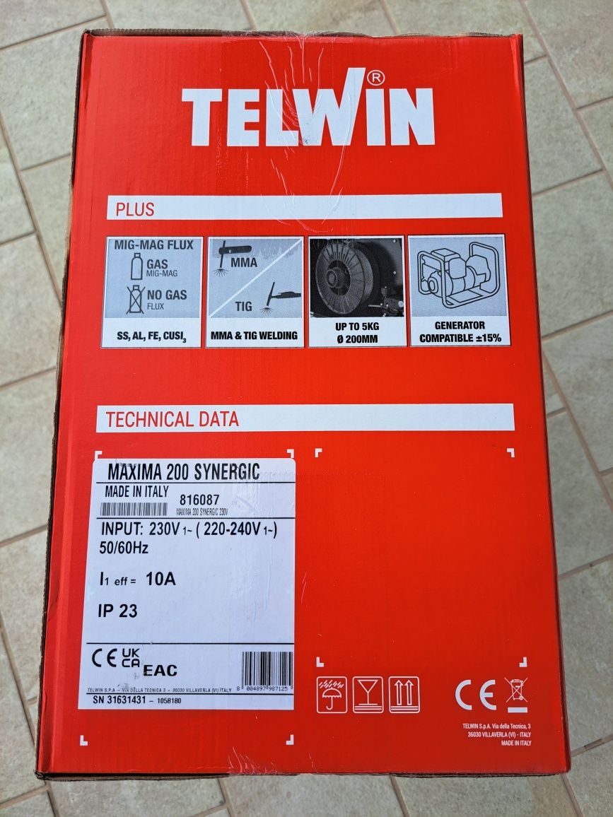 Aparat de sudura Telwin Maxima 200 Synergic tip MIG-MAG Cod: 816087