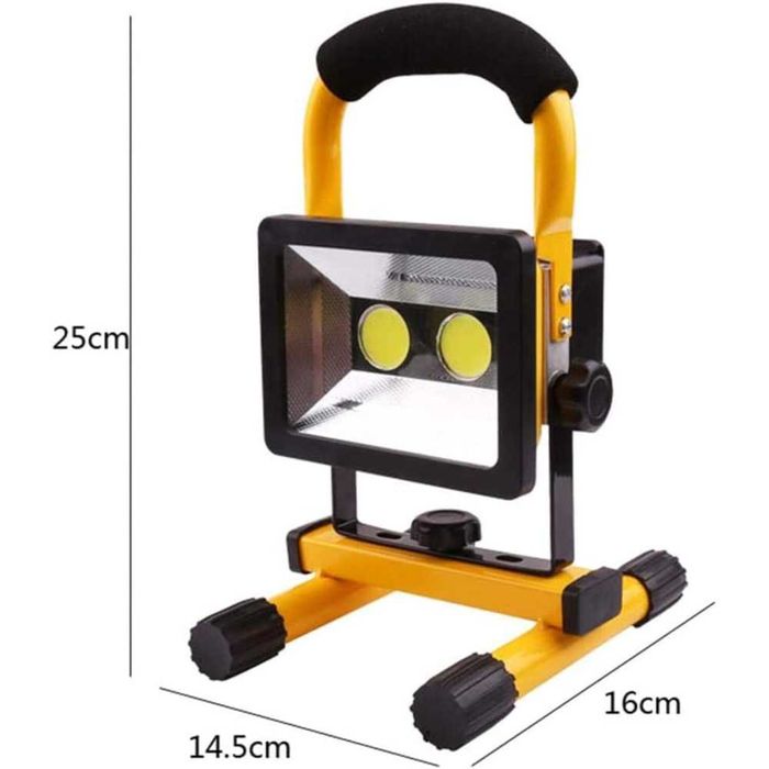 Lampa de lucru tip proiector cu 2 LED-uri 50W, acumulator si suport