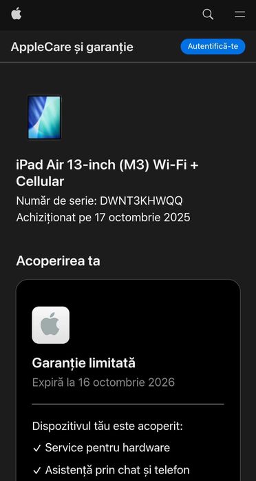 iPad Air 13", M3 (2025), 256GB, Wi-Fi + Cellular, Space Grey, nou