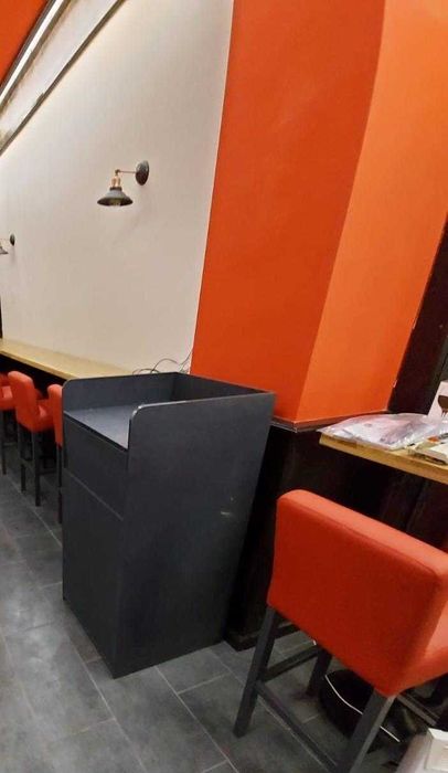 mobilier plastic-pubele debarasare cu suport tavi, cos gunoi fastfood