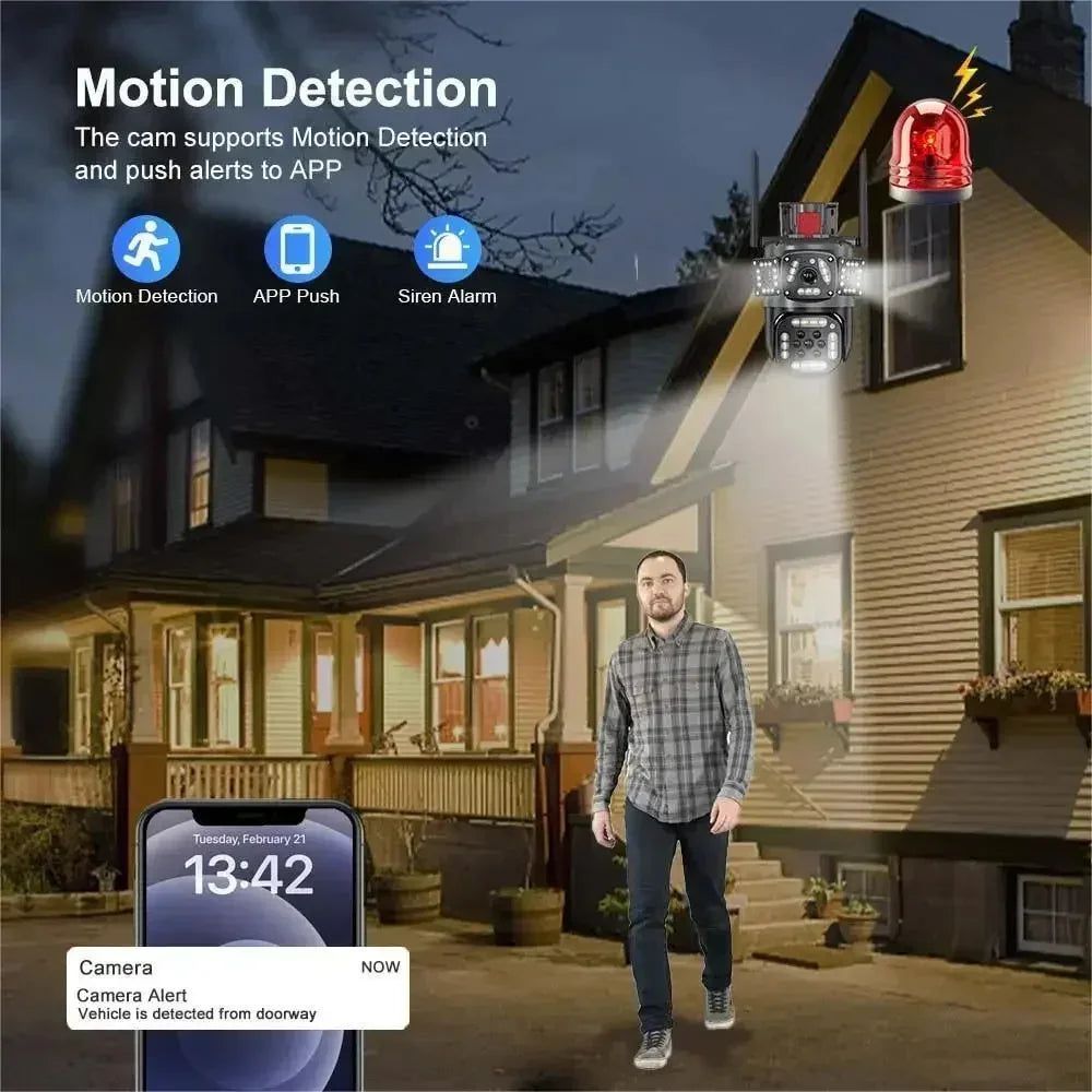 Camera Supraveghere Wireless 16 Megapixeli cu 4 lentile si alarma Noi!