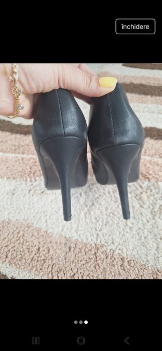 Pantof negru stiletto toc subțire 40