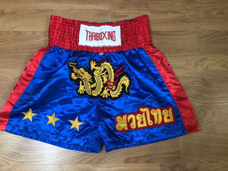 Sort Muay Thai Boxing  Original Thailanda Satin - Marime XL
