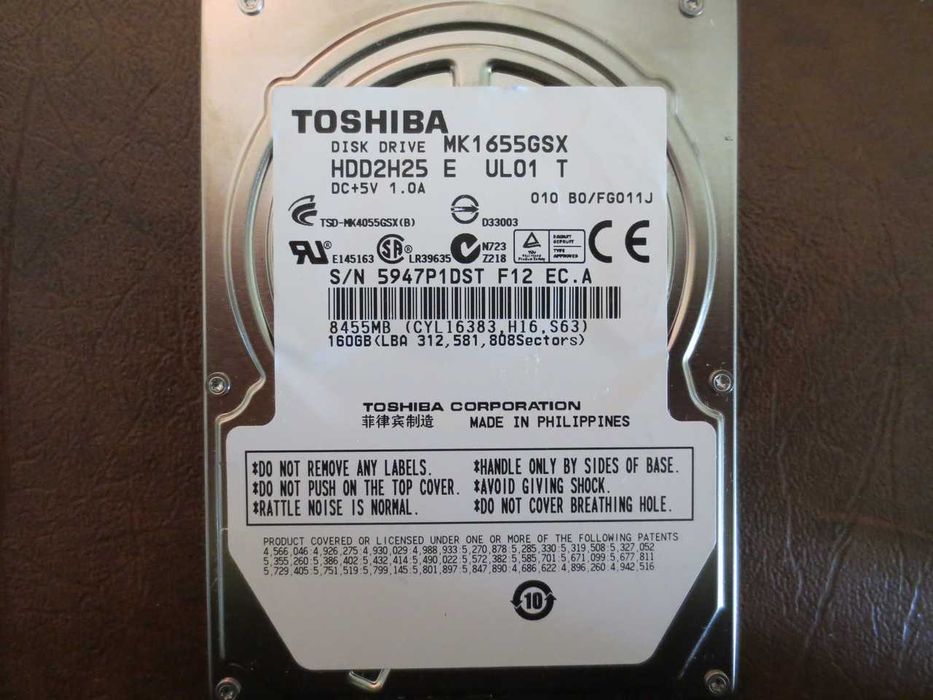 Жесткий диск Toshiba 2.5"-160GB.