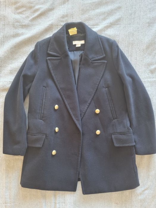 Тъмносиньо палто двуредно закопчаване  H&M 38 размер