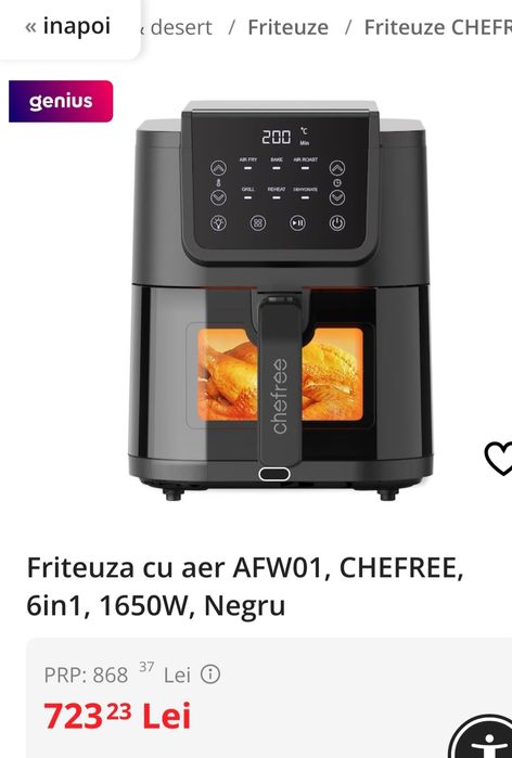 Air fryer 6in 1 functii Chefree