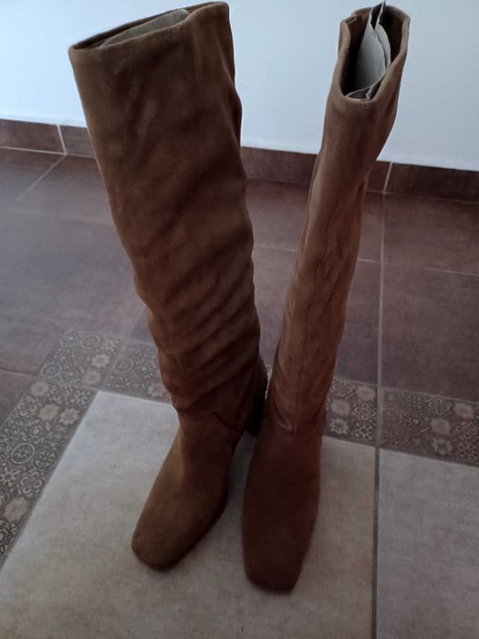 Cizme piele bej maro 39