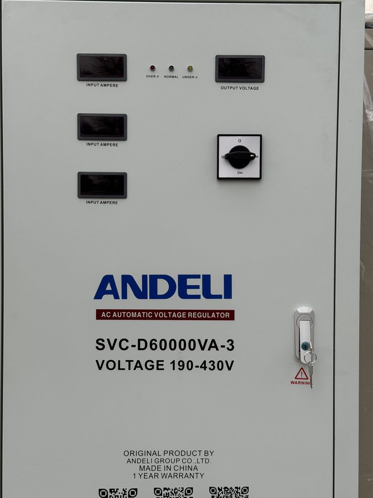 Продаю Стабилизатор напряжения ANDELI-АНДЕЛИ-SVC-60kva-380V с QR-кодом
