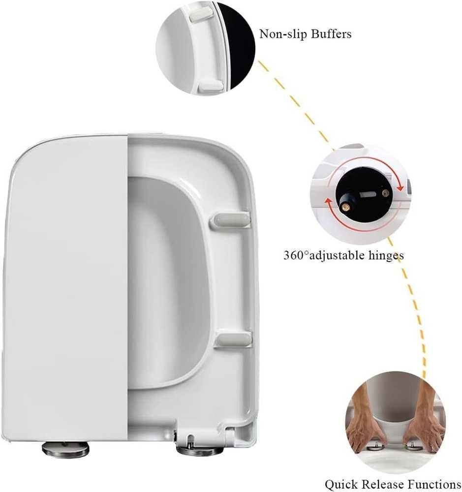 Capac patrat de toaleta cu inchidere lenta Vivo, alb WTS-091 Resigilat