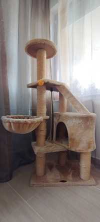 Котешко дърво катерушка с хамак, стълбичка, хралупа и драскалки 120 см