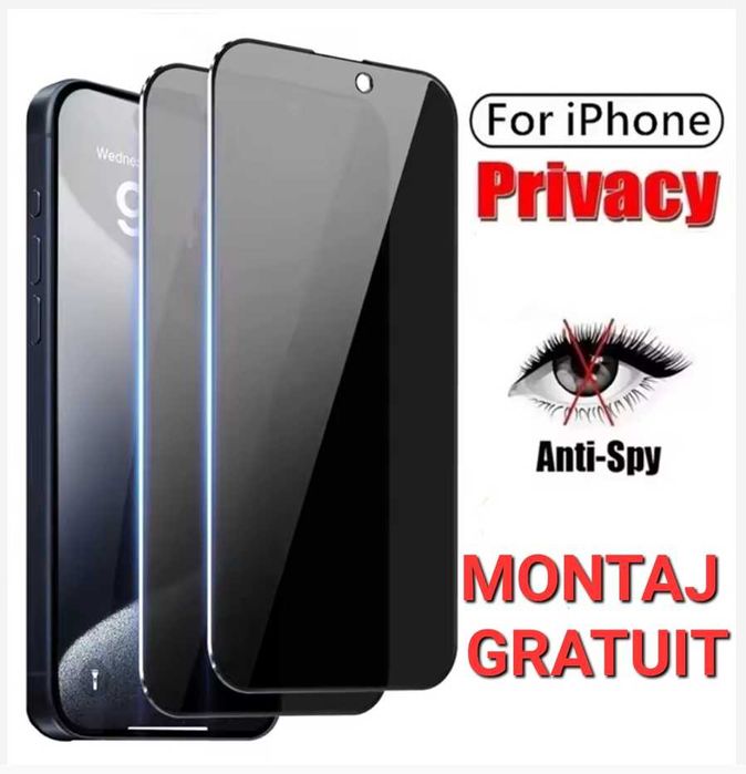 Folie Sticla Privacy iPhone 17 Pro Max 16 Plus 15 14 13 XS Max