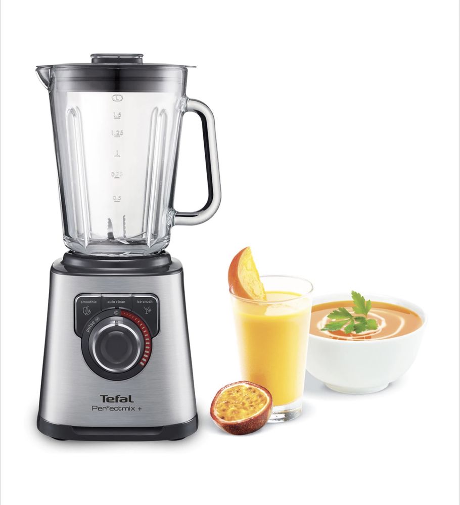 Blender Tefal 1200W, 6 lame detasabile, vas din sticla, 3 programe